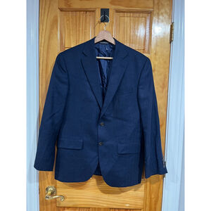 Men’s Navy Blue Jack Victor Pure Wool Quiet Luxury Two Button Suit Jacket